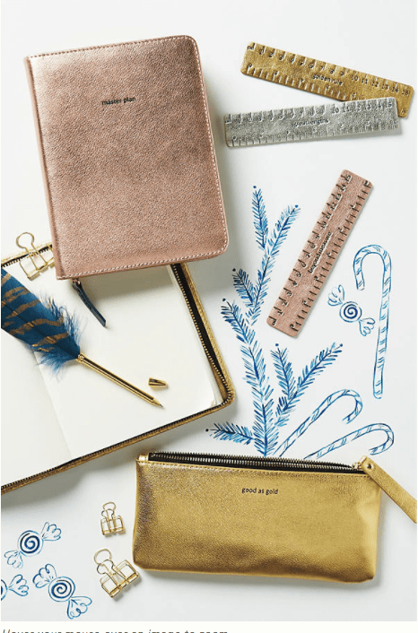 Gold Planner goodies on sale at Anthropologie to jazz up your work&nbsp;desk.